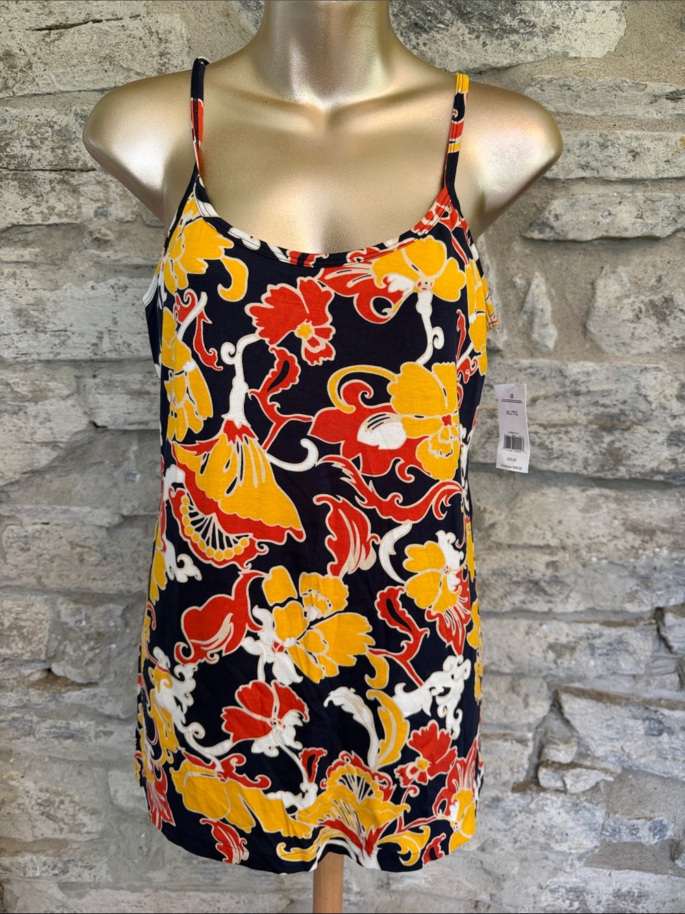 Banana Republic Floral Print Spaghetti Strap Tank Top